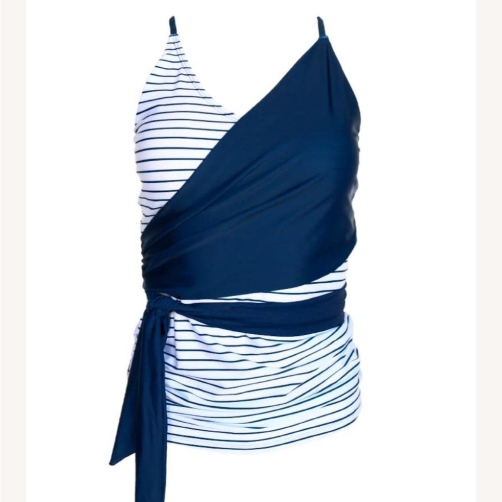 Nani Pinstripe Wrap Tankini